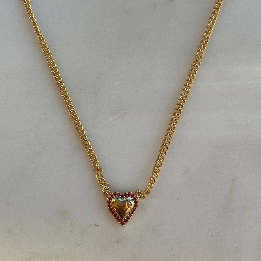 Pink Zircon Heart Necklace