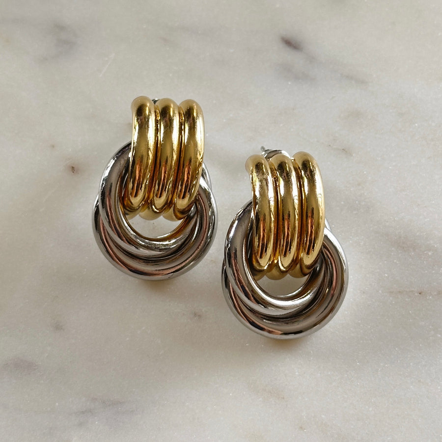 Two toned Knot Earrings