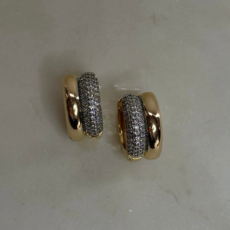 Two toned pave basic earrings