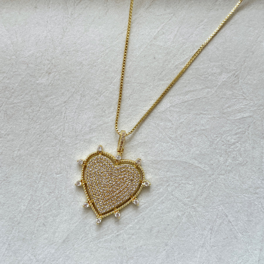 Spike Pave Heart Necklace