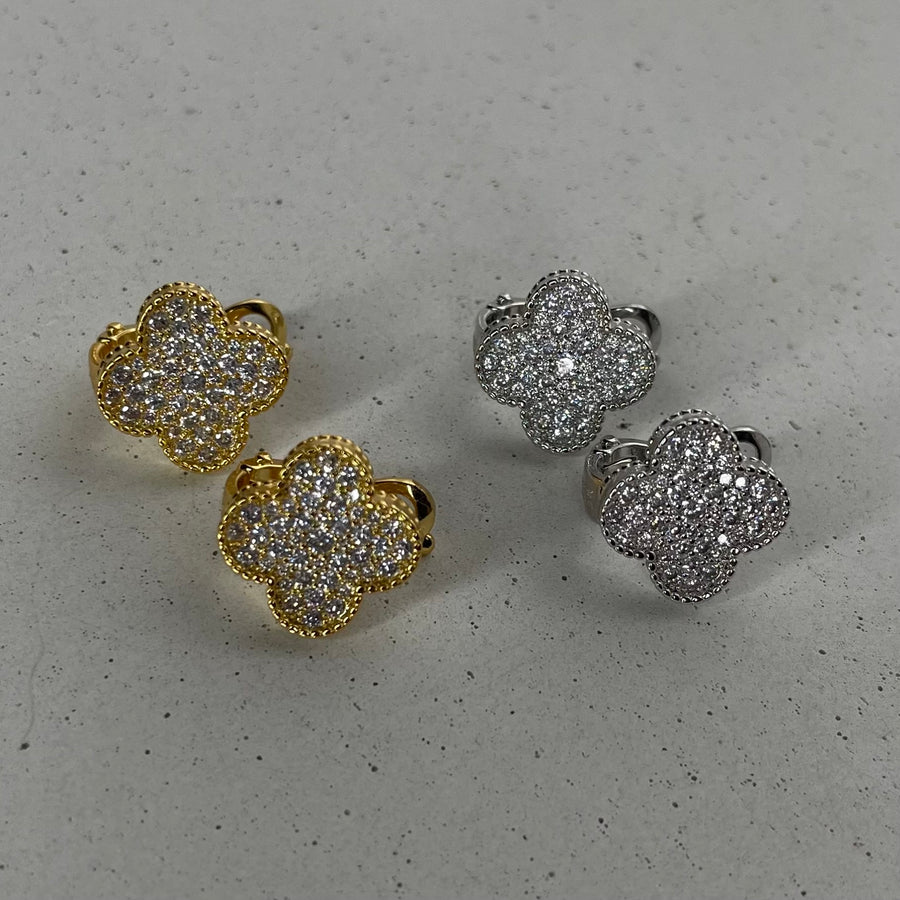 Pave Clover Clap Earrings