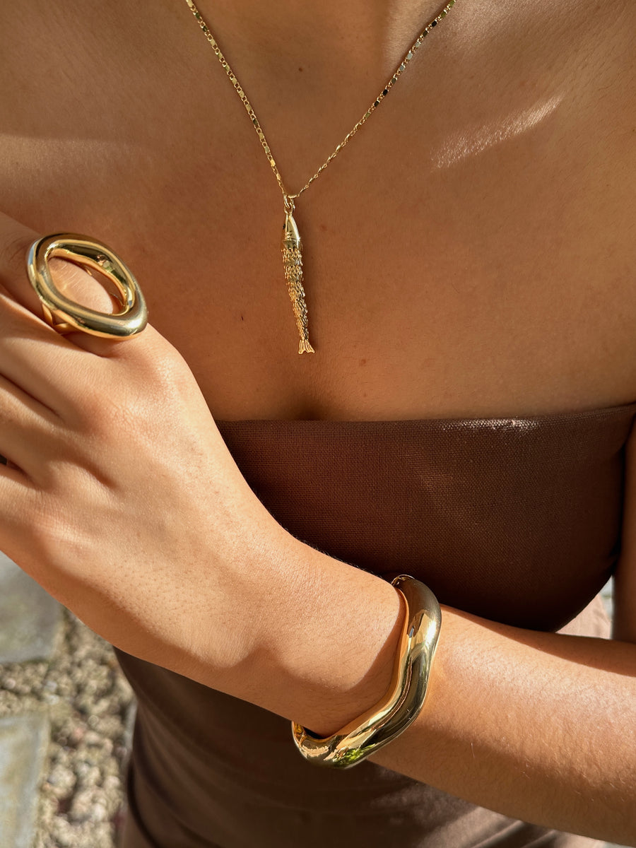 Golden fish dainty necklace