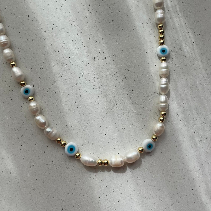 Evil Eye Pearl Necklace