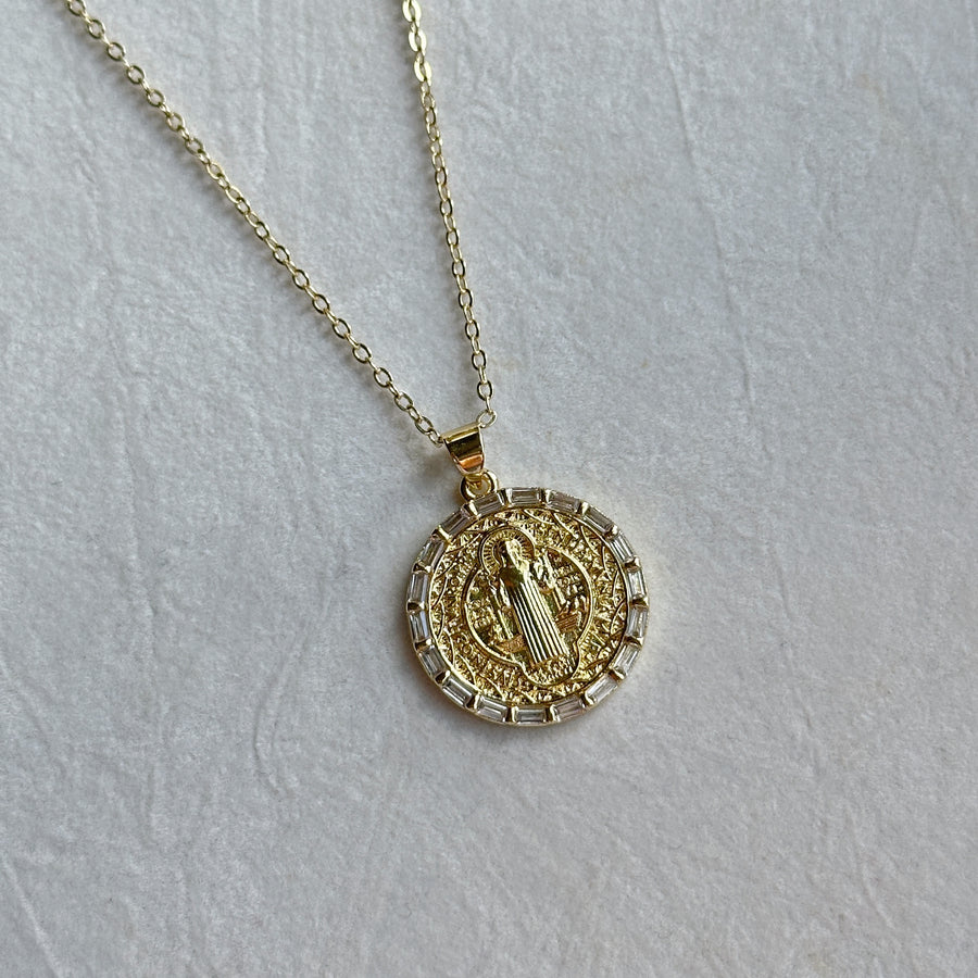 San Benito Baguette Halo Necklace