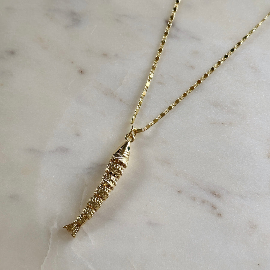 Golden fish dainty necklace
