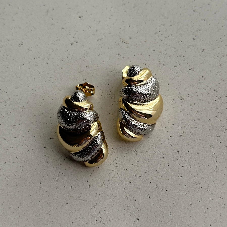 Two Toned Croissant Earrings