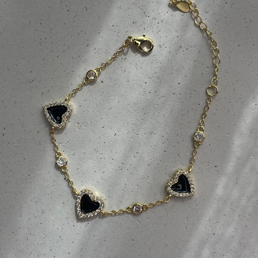 Black Enamel Heart Bracelet