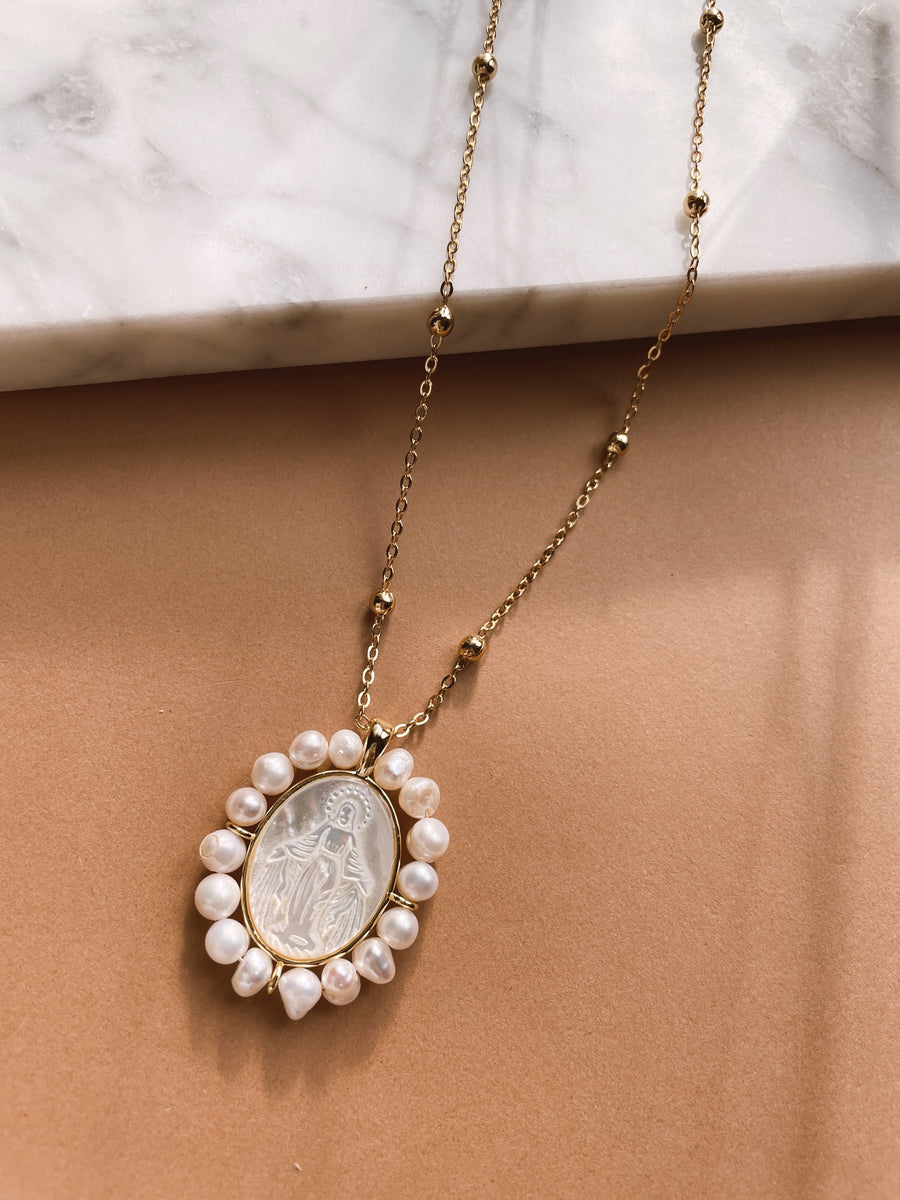 Religious Mother of Pearl Necklace